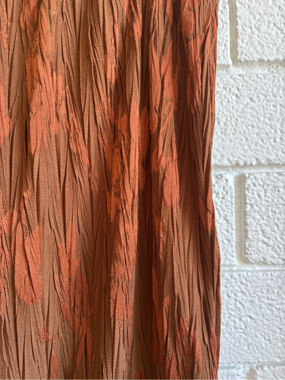 Zara Rust Orange Floral Pleated A-Line Skirt